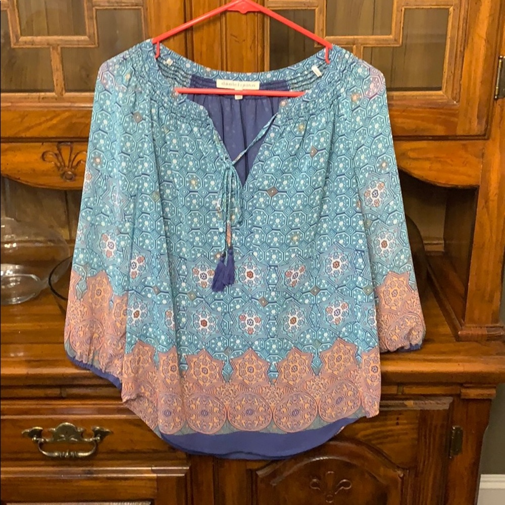 Daniel Rainn Sheer Blouse with Front Tie